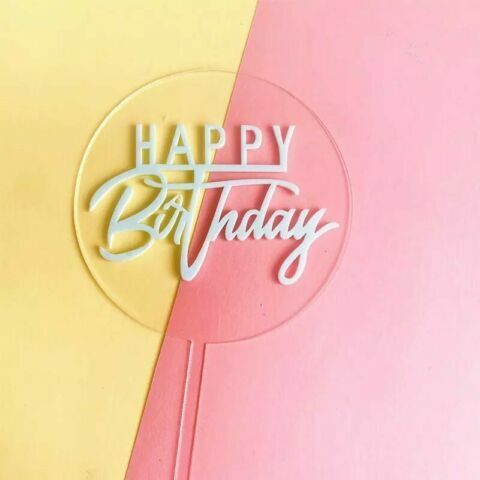 Round Clear Acrylic Happy Birthday Cake/Cupcake Toppers DIY Party Decorations - Picture 9 of 9