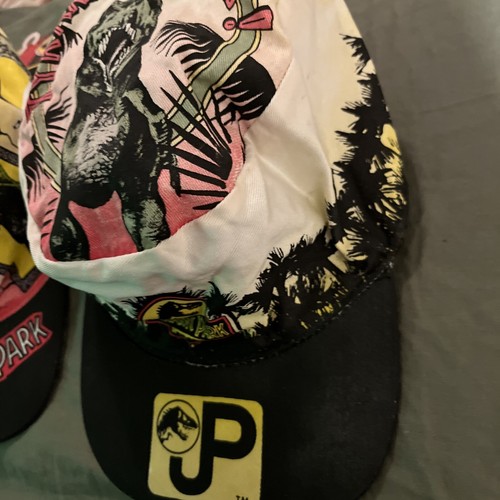 Vtg Jurassic Park Hat Painters Cap 90s T-Rex Universal Studios 1992 Lot Of 2x! - Picture 4 of 12