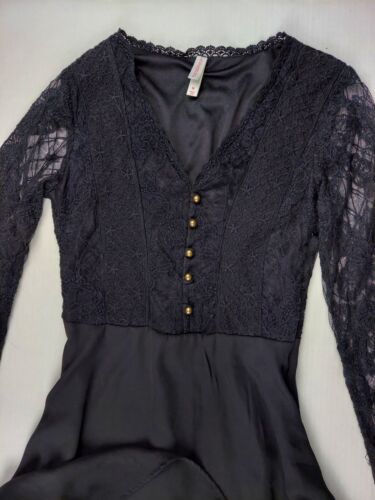 Xhilaration Black Lace Dress Medium Victorian Goth Style Knee Length Flare Dress - Picture 3 of 9