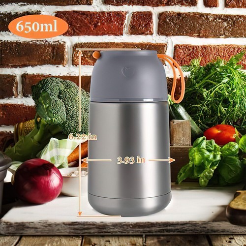 Thermobehälter für Essen 650 ml, Edelstahl Speisegefäß für Essen, Auslaufsicher - Bild 7 von 19