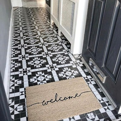 Belgrave Black White Geometric Pattern Victorian Style Wall Floor Tiles - Black And White Floor Tiles Belgrave Black White Geometric Pattern Victorian Style Wall Floor Tiles - Black And White Floor Tiles