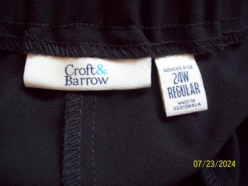Women's Dress Pants Sz 24W Regular Black Elastic Waist Croft & Barrow INSEAM 28" - Picture 5 of 5