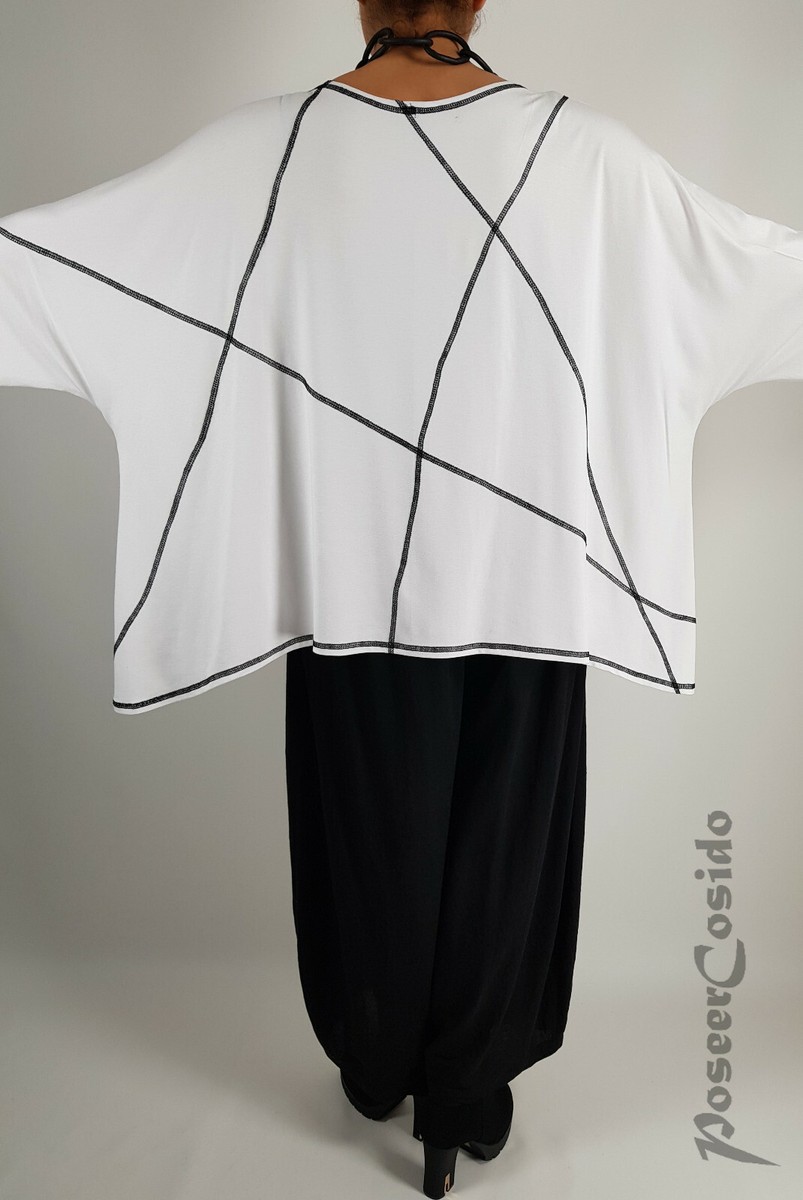 LAGENLOOK Tunika Überwurf Shirt 44 46 48 50 52 54 56 58 XL-XXL