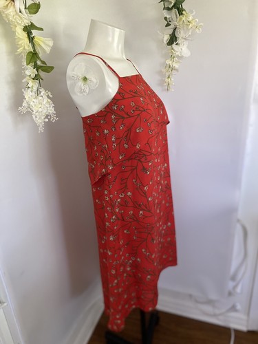 Tabitha Webb Flowered Dress Size 0 Red White Black Floral Lined Spaghetti Straps - Picture 6 of 12