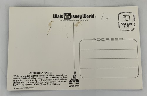 Postcard WDW-0203 Cinderella Castle Walt Disney World Chrome Unposted - Picture 2 of 2