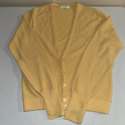 Vintage Christian Dior Cardigan Sweater Size Large Yellow Made In USA - Picture 7 of 16