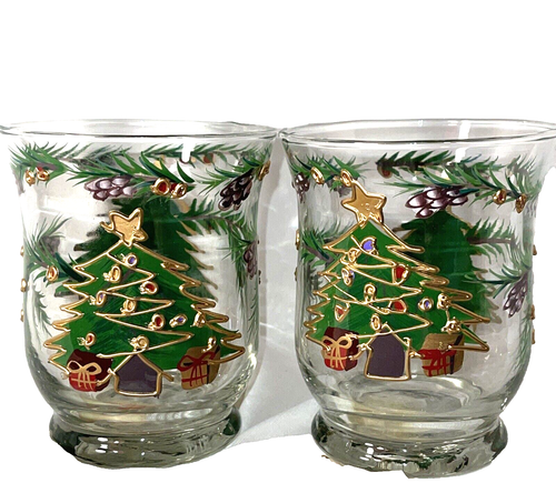 2 luces de té navideñas de cristal de la Quinta Avenida portavelas vidrio mesa de vacaciones - Imagen 6 de 6