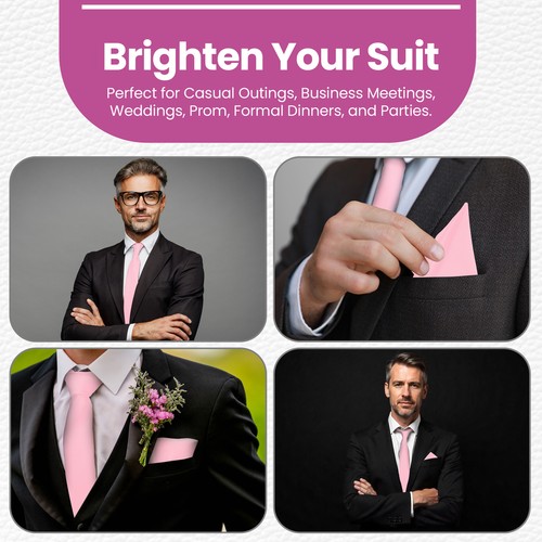 Conjunto de corbata y pañuelo premium para hombre para negocios traje formal e informal - Imagen 43 de 253