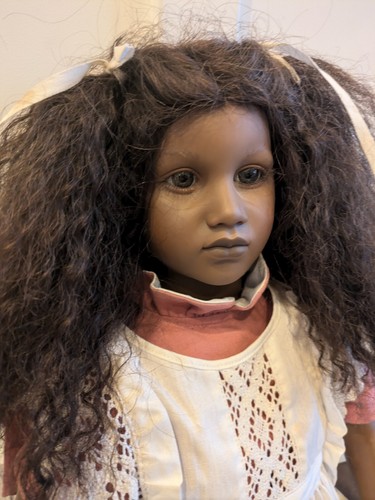 Vintage Annette Himstedt Barefoot Children Doll 26 Inches Fatou Spain Black - Picture 3 of 16