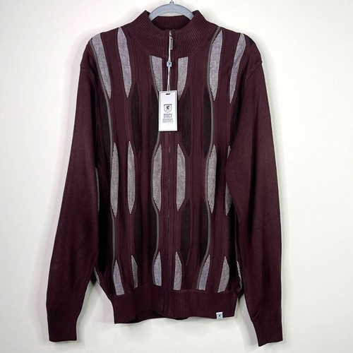 New Stacy Adams Zip Up Mock Neck Cardigan Sweater Men's Size Medium - Picture 10 of 10