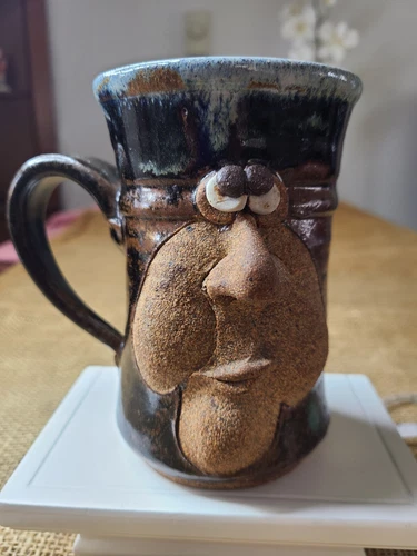 VTG signed Our Gang Art Pottery Funny Face 16 OZ Coffee Mug Stoneware 1978 5.5"