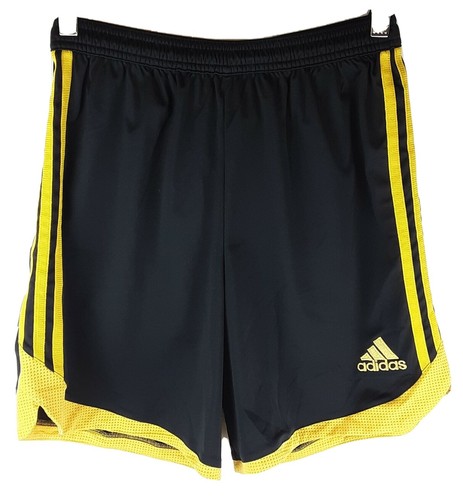 Adidas Kids Youth Shorts Extra Large Size XL Climalite Activewear Black yellow 