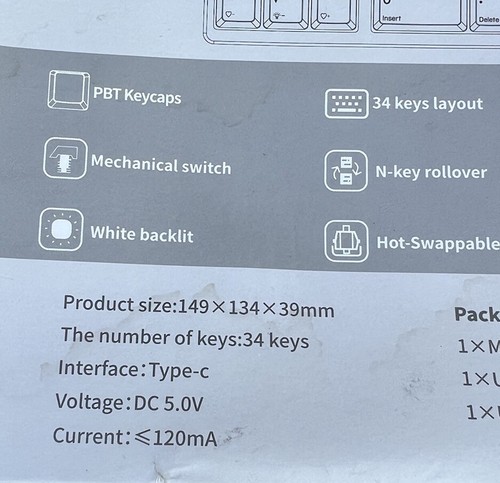 Kisnt Mechanical Number Pad, 34 Key Hot Swappable Numpad Wired USB Numeric Ke... - Picture 4 of 5