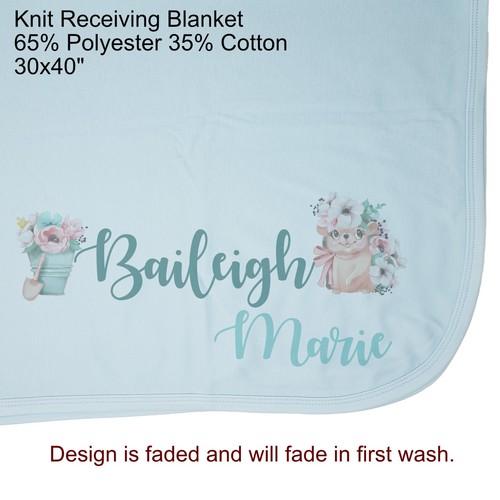 Baby Girl Personalized Custom Easter Floral Hedghog Receiving Blanket - Picture 8 of 12