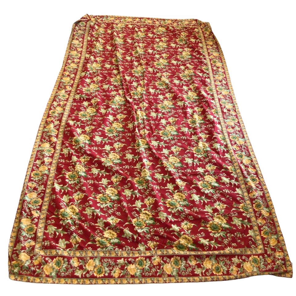 April Cornell Tablecloth Floral Red Yellow Green Cotton 113 x 57 - Image 4 of 4
