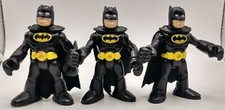  3 Batman Imaginext: Black / Yellow Super Friends w/ Cape Fisher price Figures