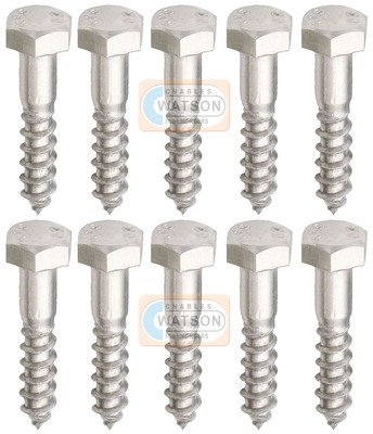 M12 x 80mm Hex Head Coach Screws Bright Zinc Plated Pack of 100