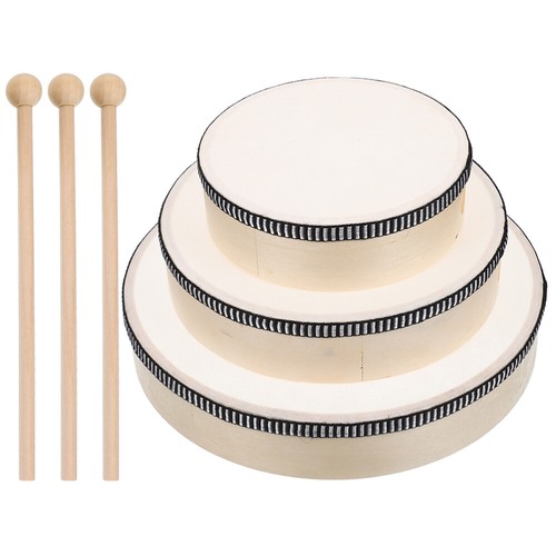 3 Pcs Hand Held Tambourine Drums Beginners Teaching Child Percussion
