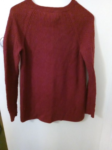 ANN TAYLOR LOFT WOMENS PETITE SWEATER HI LOW PULLOVER LONG SLEEVE BURGUNDY SZ-MP - Picture 4 of 5