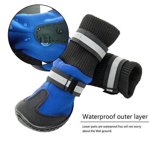 4PCS Pet Snow Warm Boots Anti Slip Protective Shoes Dog Rain Booties Socks S-XL - Picture 8 of 12