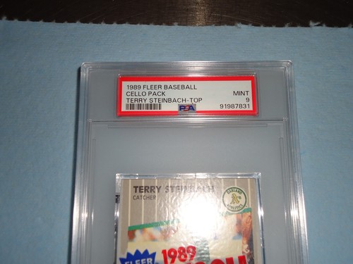 1989 Fleer Baseball Card Cello Pack PSA 9 Mint 91987831 Terry Steinbach Top - Picture 2 of 3