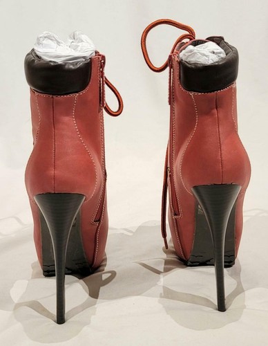New Breckelles Blazer Red Lace Up High Heel Ankle Booties Size 7.5 - NWT - Picture 4 of 5