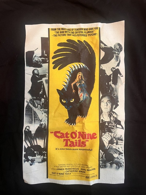 CAT O'NINE TAILS t-shirt size L 1971 Horror no DVD Blu-ray Poster Dario Argento
