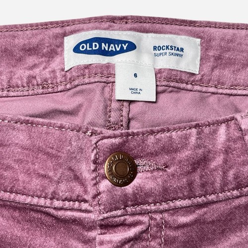 Old Navy Pants 29x29 Mid-Rise Rockstar Super Skinny Velvet Size 6 Pink Salt NEW - Picture 8 of 11