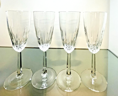 Set of 4 Cristal D'Arques Durand France DIAMANT Champagne Flutes 7 1/2” 4 fl oz
