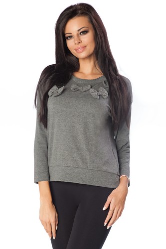 Womens Asymmetric Top With Bows 3/4 Sleeve Casual Blouse Jumper Size 8-12 FT2300 - Picture 7 of 12