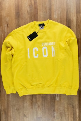 DSQUARED2 yellow Icon logo print cotton sweatshirt Size XXL authentic NWT - Picture 5 of 11