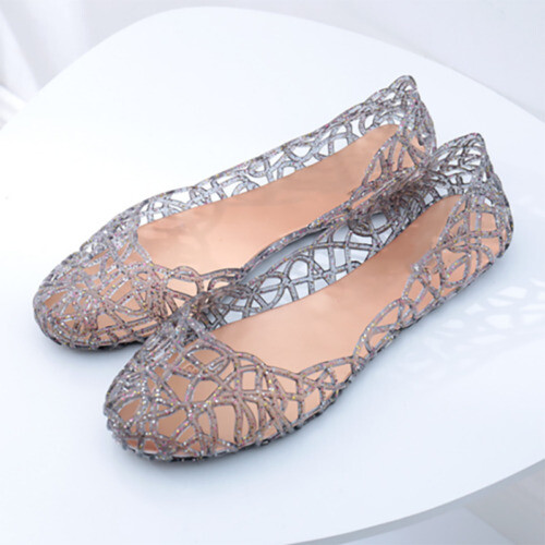 Jelly Shoes Beach On Out Crystal Hollow Slip Women Sandals Flats Ladies Summer - Picture 15 of 19