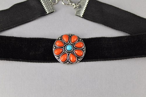 Gargantilla Terciopelo Negro Collar Medallón Ajustable Gargantilla Collar 13 - 16.5" Largo - Imagen 2 de 5