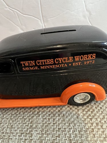 1938 Panel Truck Twin Cities Cycle Works die cast car Limited edition bank Vtg - Picture 2 of 8
