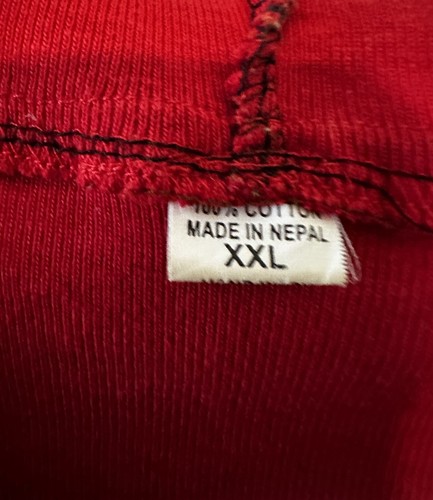 boho hoodie Women XXL Nepal Red rust cotton Hindi Core Cotton Hippie Core Vtg - Picture 4 of 4