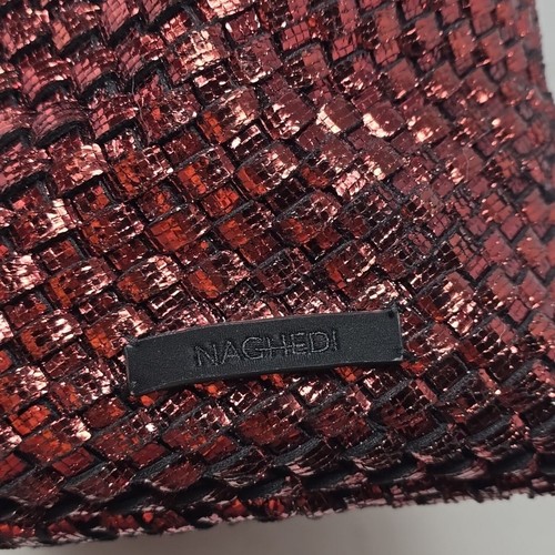 Naghedi Woven Burgundy Metallic Tote Pouch Set Bag - Picture 5 of 8