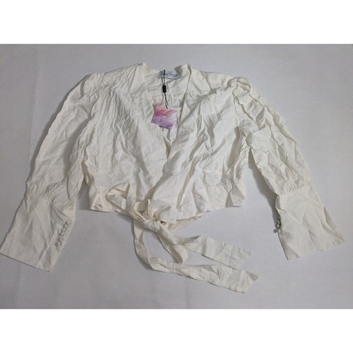 Chicwish Top Damen klein weiß elfenbein bauchfreies Oberteil Bindeband Blazer Wickeloptik neu mit Etikett - Bild 1 von 9
