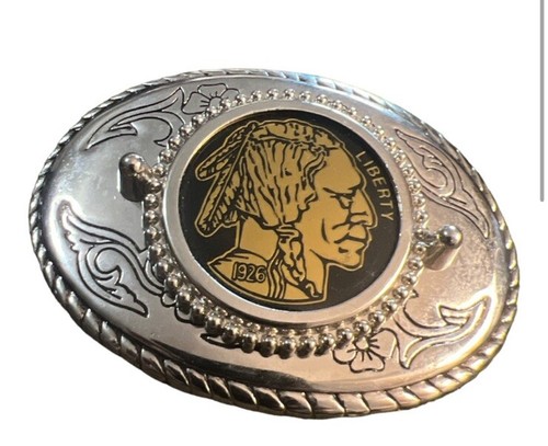 Large “Liberty” 1926 Metal Belt Buckle, Silvertone, Made in the USA - Picture 2 of 3