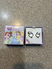 18K Gold Pink Cubic Zirconia Disney Princess Hoop Earrings