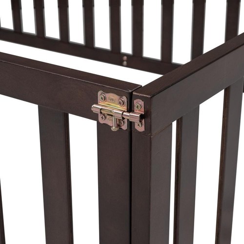 Sturdy and Durable Full Size Wood Daybed Frame with Fence Walnut - Picture 4 of 6