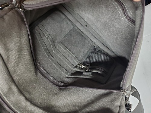 HiCoolker Canvas Laptoptasche für 15" Laptop olivgrau verstellbarer Riemen natur - Bild 4 von 10