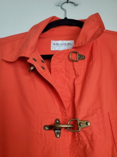 Emanuel Ungaro Womens P Oversized Trench Coat acket HEAVY GOLD Toggles orange - Picture 2 of 14
