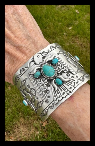 NAVAJO ~ KINGMAN TÜRKIS ~ SS ~ THUNDERBIRD ~ ARMBAND ~ CHARLES JOHNSON - Bild 3 von 10