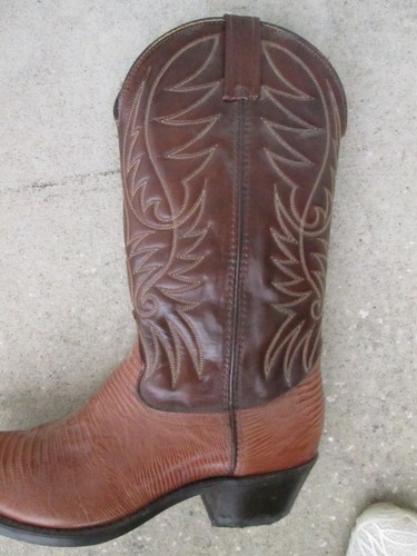 Vintage Cowboy Boots Men 9 EW Brown Leather Two Tone Western - Picture 4 of 4