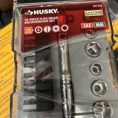 #ad Husky Microdriver Ratchet Socket Set 1 4 In Drive Flex Head Sockets Tool 16 Pcs $17.99