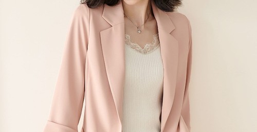 Elegance One Button Slim 3/4 Sleeve Blazer Women's Lapel Business Office Coats - Bild 10 von 20