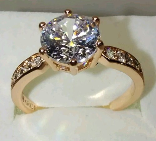 18K Rose Gold Plated Women's Zirconia Diamond Ring Size 6 Fashion Jewelry - Picture 4 of 12