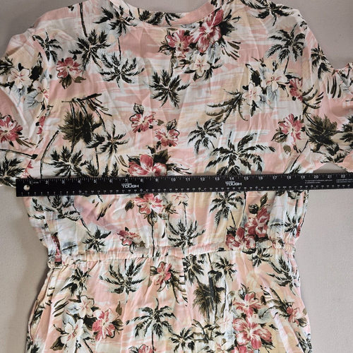 Torrid Romper Women's 0X Pink Tropic Palm Trees Short Sleeve Button Down NWT - Picture 11 of 17