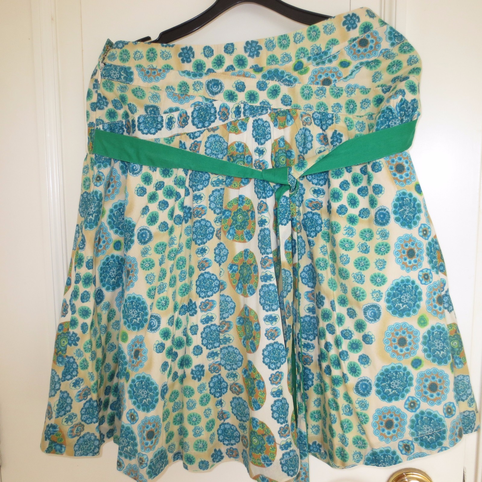 MARC JACOBS bluee Green Printed Flippy Full Skirt 100% Cotton Size 4 Fully Lined MARC JACOBS bluee Green Printed Flippy Full Skirt 100% Cotton Size 4 Fully Lined