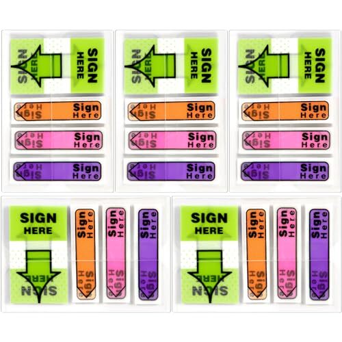 500pcs/5 Pack Sign Here Tabs Post It Flags, Fluorescent Sign Here Arrow  - Picture 2 of 8